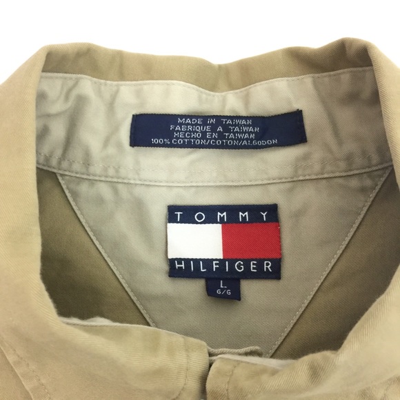 Tommy Hilfiger Lg Khaki Long Sleeve Button Shirt - Picture 3 of 6